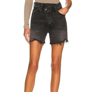 NWOT AGOLDE Criss Cross Denim Short - Distressed Asymmetric Jean Shorts